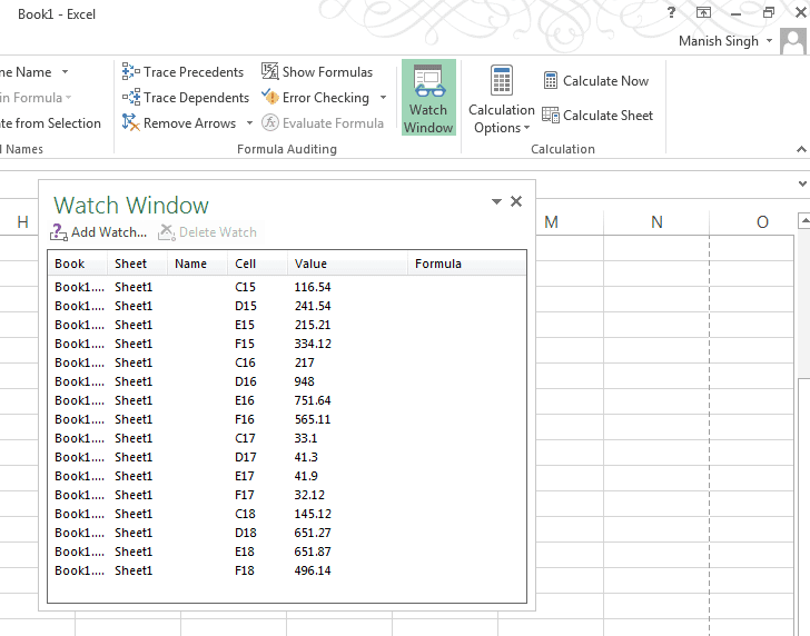 Watch Window Watch-Window-Cells