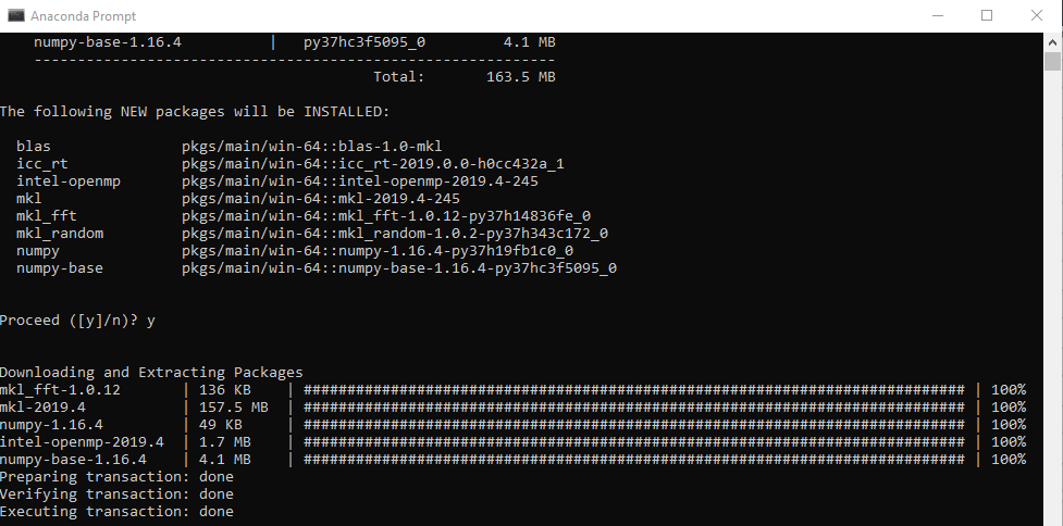 numpy install complete